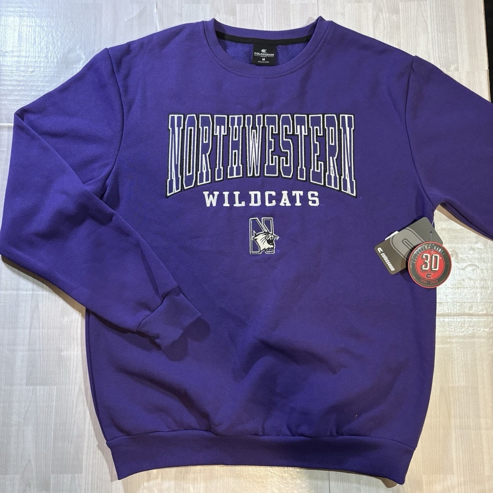 Northwestern Wildcats Sweatshirt Men's Size M Purple Fleece Pullover Colosseum